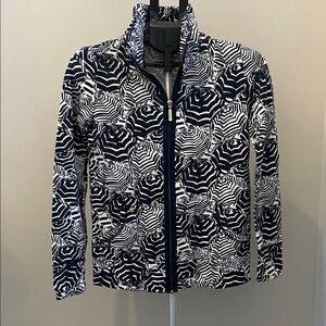 Lilly Pulitzer Navy and White Zip Up Top - Size XSmall